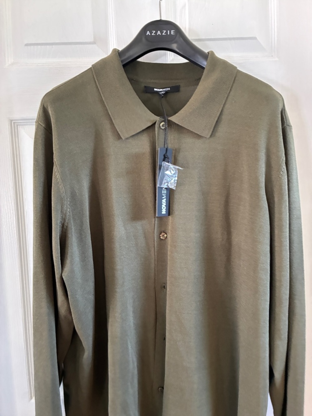 Olive Green Button-Up Polo Cardigan